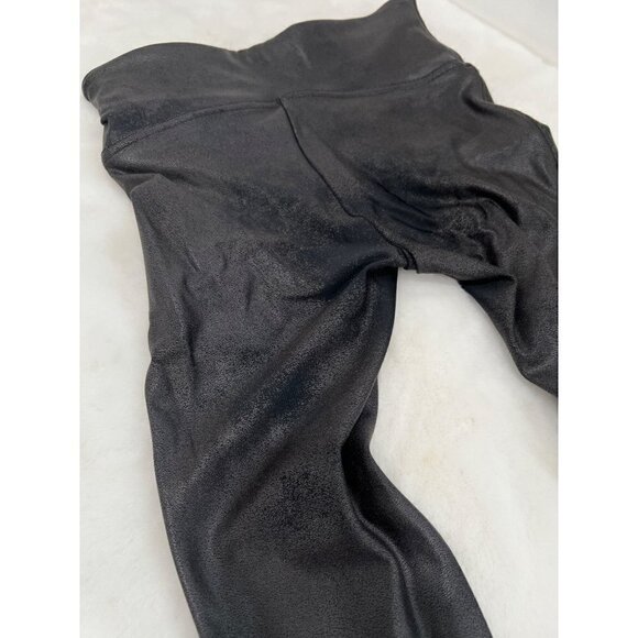 SPANX Size S Faux Leather Leggings Coated Black - Picture 12 of 16